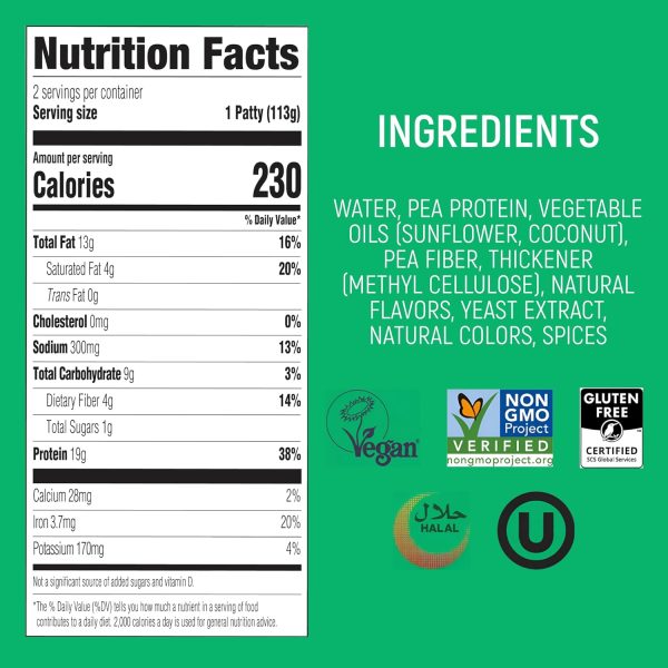 Switch Foods Plant Based Burger Pea Protein Vegan Gluten-1