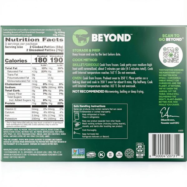 Beyond Meat Plant Based Breakfast Sausage Patties Protein-1