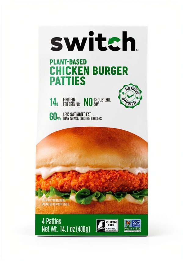 Switch Foods Plant Based Chicken Burger Protein Vegan-0
