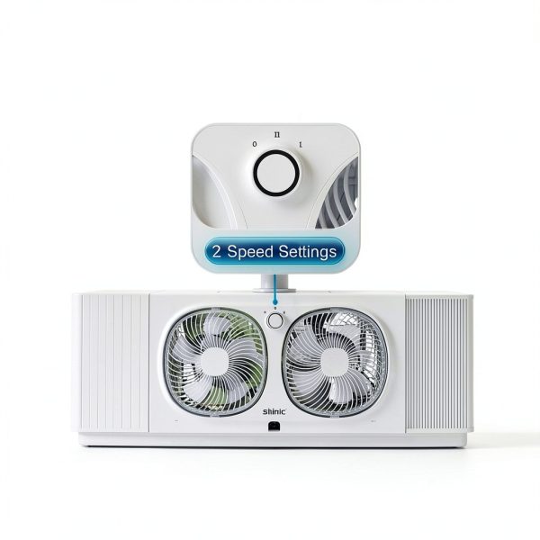 Shinic Beige Reversible Window Fan WD18-9 Small 2‑Blade 70W-1