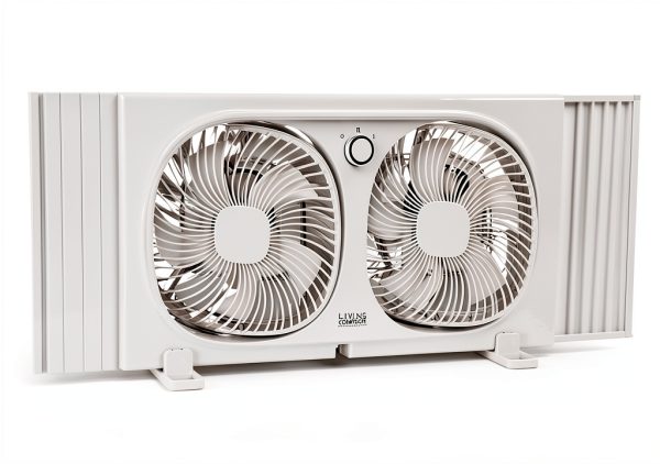 Comfort Zone Window Fan LC329WT White Modern Dual-Speed 2-Blade-0