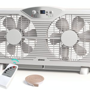 Shinic Window Fan BP6-9D 6-Blade Reversible LED Thermostat 23.8"-0
