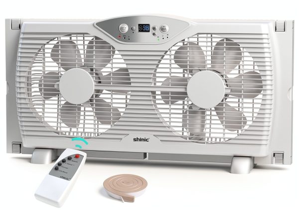 Shinic Window Fan BP6-9D 6-Blade Reversible LED Thermostat 23.8"-0