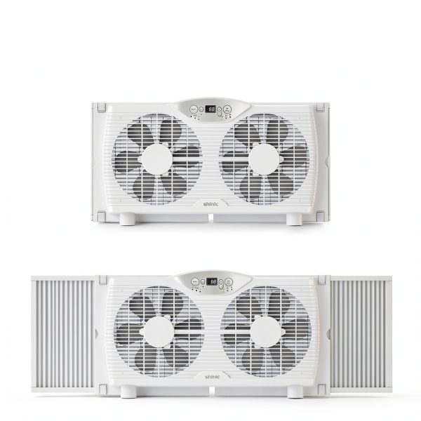 Shinic Window Fan BP6-9D 6-Blade Reversible LED Thermostat 23.8"-4