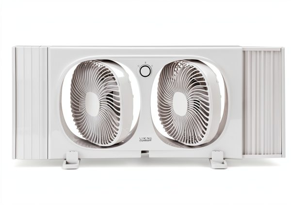 Comfort Zone Window Fan LC329WT White Modern Dual-Speed 2-Blade-1