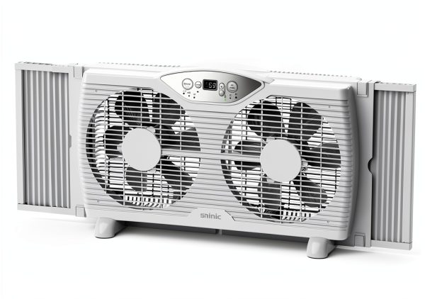 Shinic Window Fan BP6-9D 23.8" x 12.2" Reversible LED Thermostat-0